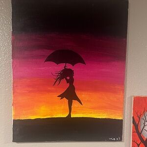 Trinity Silhouette Canvas Art - Pink and Orange